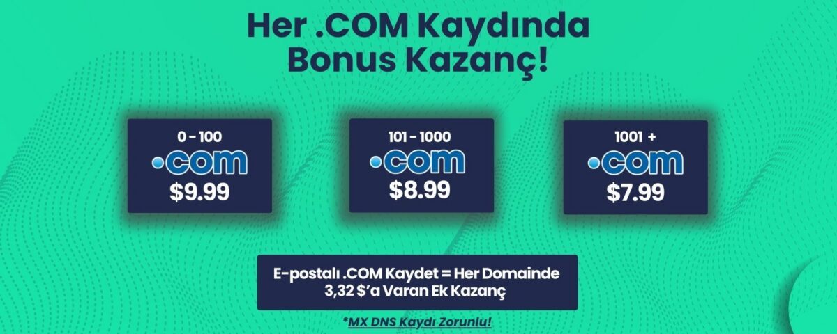 .COM İndirim Programı – Her E-Postalı .COM Kaydında Ek Kazanç!