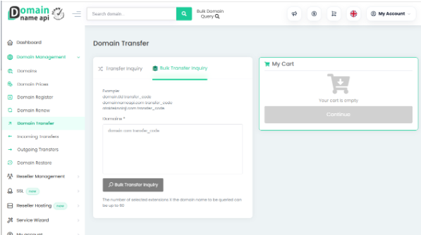 Cara melakukan transfer domain massal lewat panel